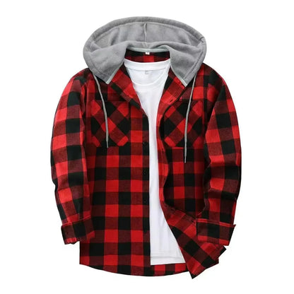 Jacket Hooded Plaid Style