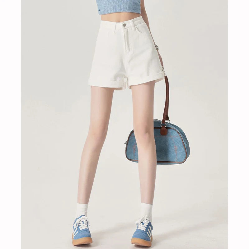 Summer White Roll-Up Shorts