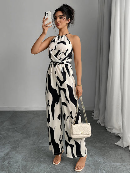 Abstract Chic Halter Jumpsuit