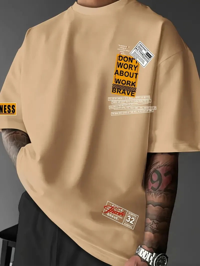 The 2025 summer new men's T-shirt is a casual and fashionable outdoor street men's wear with letter prints
