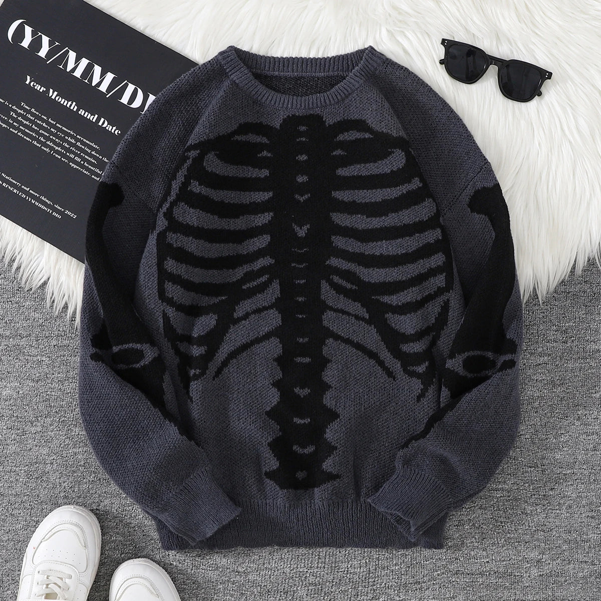 Skeleton Graphic Crewneck Sweater