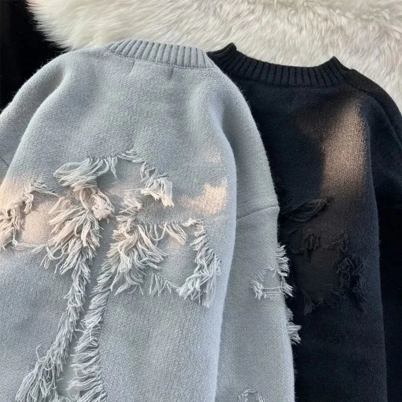Vintage Ripped Crewneck Sweater