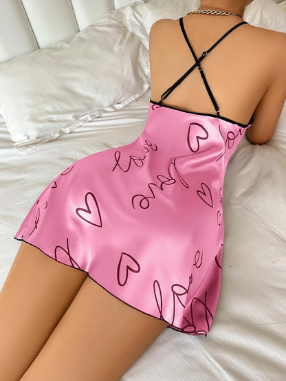 Love Script Satin Nightdress