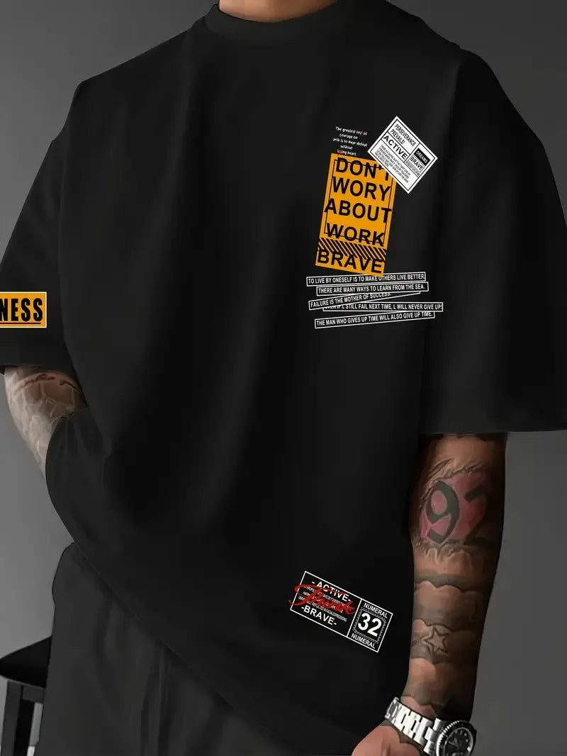 The 2025 summer new men's T-shirt is a casual and fashionable outdoor street men's wear with letter prints