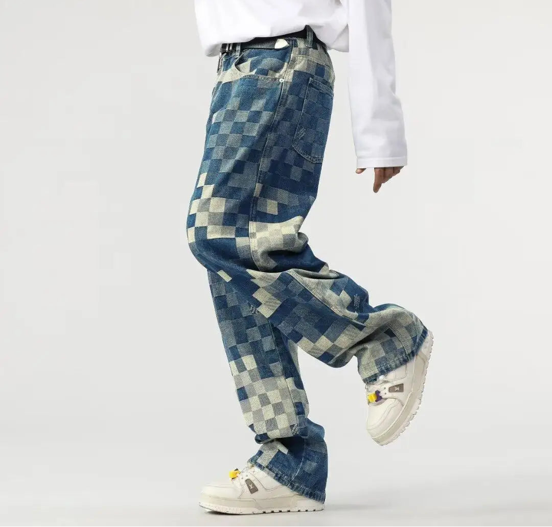 Retro Mosaic Wide-Leg Jeans