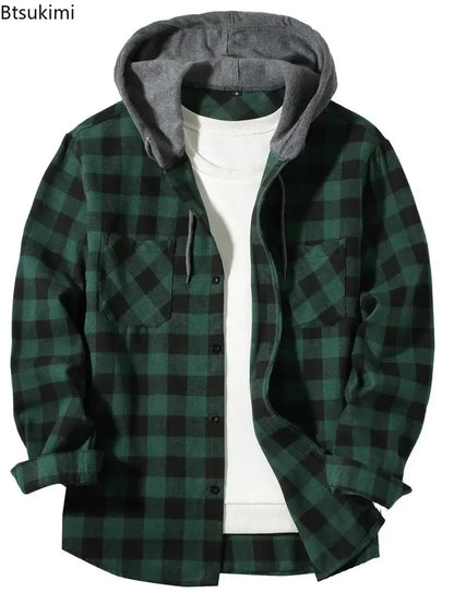 Jacket Hooded Plaid Style