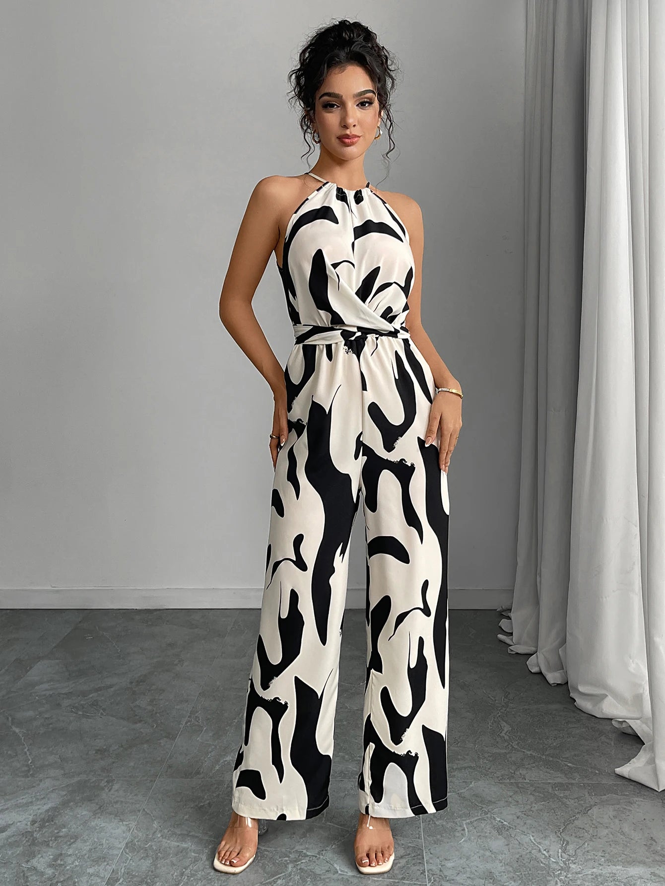 Abstract Chic Halter Jumpsuit