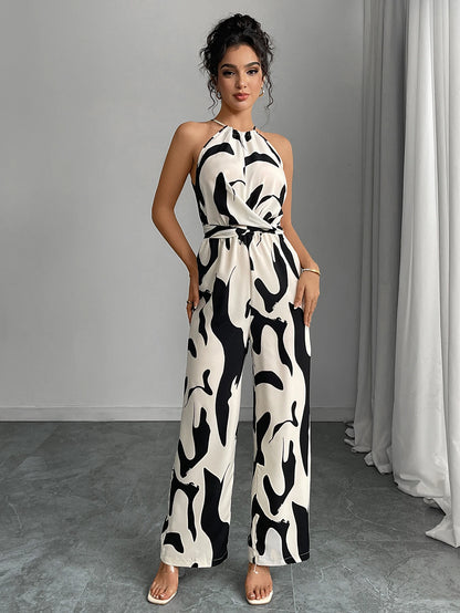 Abstract Chic Halter Jumpsuit
