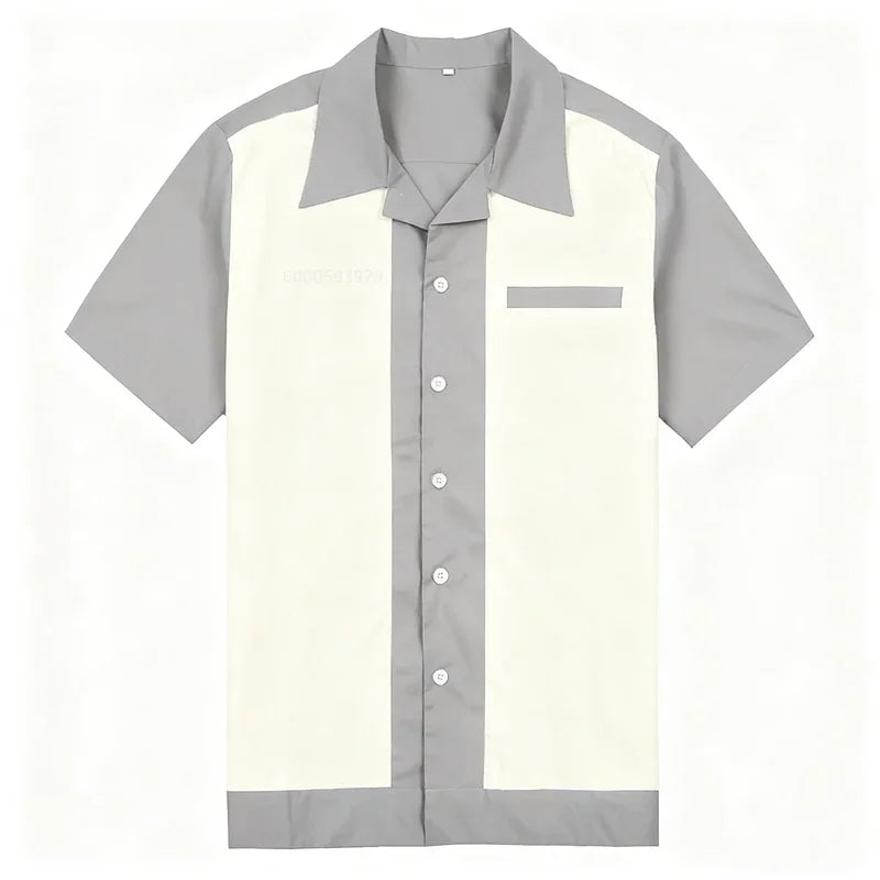 Vintage Black & White Button-Up Shirt