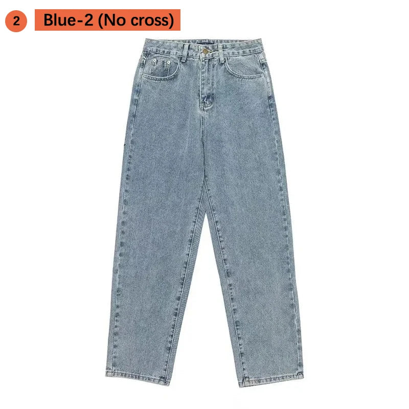 Vintage Cross Print Loose Fit Jeans