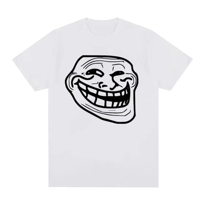 Short Sleeve Cotton T-shirts for Men and Women Funny Memes Retro Fashion Troll Face Angry Men Harajuku Streetwear