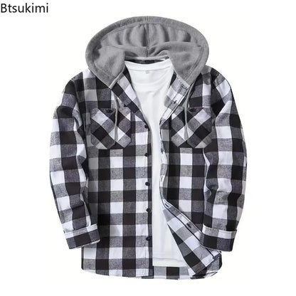Jacket Hooded Plaid Style