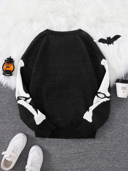 Skeleton Graphic Crewneck Sweater