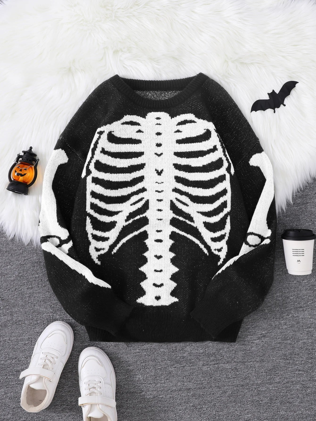 Skeleton Graphic Crewneck Sweater
