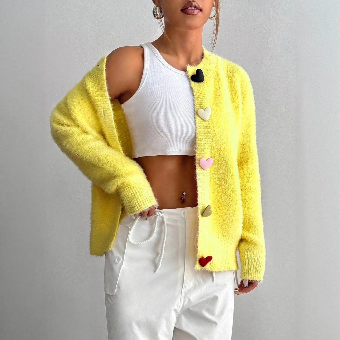 Lemon Blossom Fuzzy Cardigan