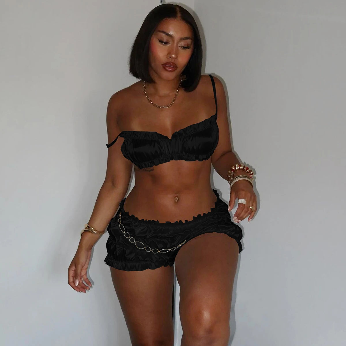 Angel White Satin Co-Ord Set