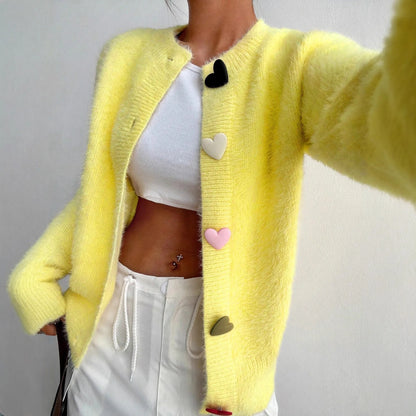 Lemon Blossom Fuzzy Cardigan