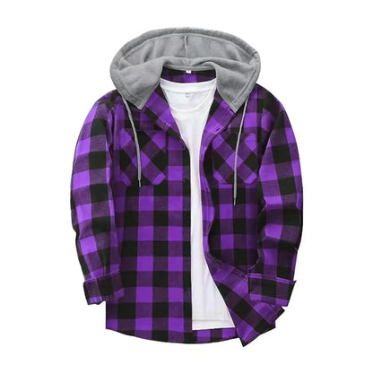Jacket Hooded Plaid Style