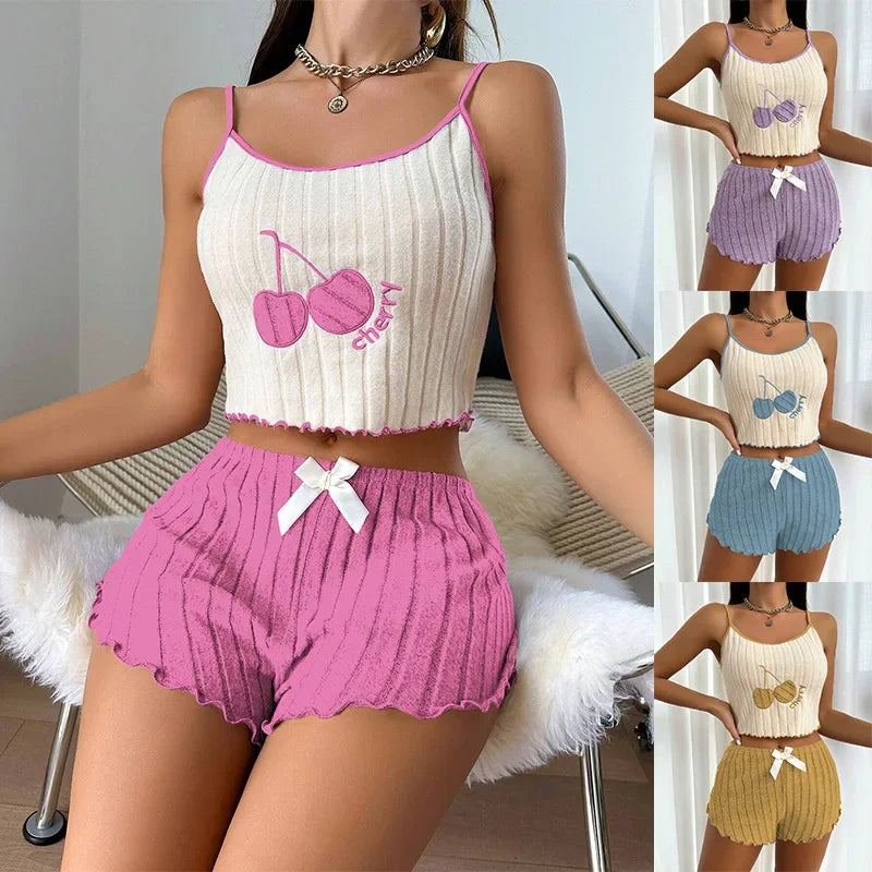 Cozy Lavender Cherry Pajama Set