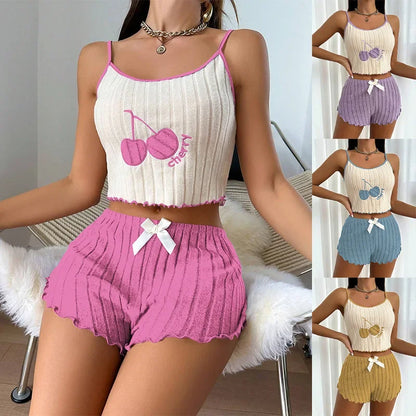 Cozy Lavender Cherry Pajama Set