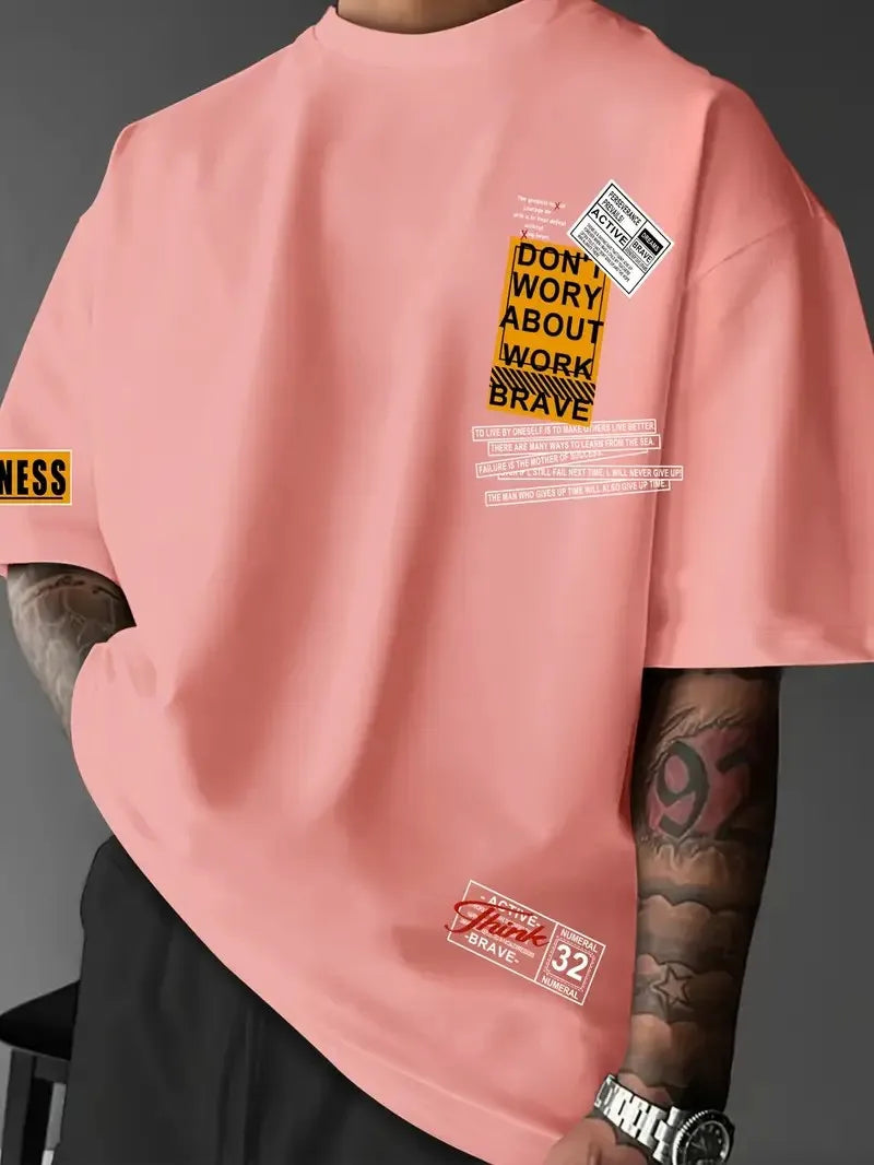 The 2025 summer new men's T-shirt is a casual and fashionable outdoor street men's wear with letter prints
