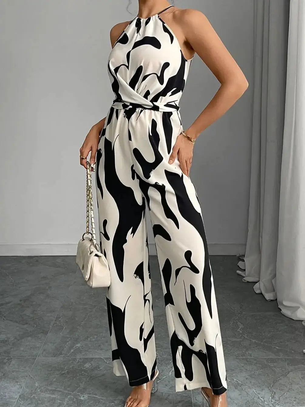 Abstract Chic Halter Jumpsuit