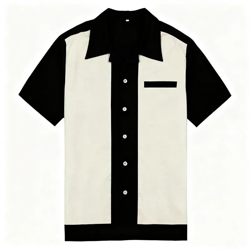 Vintage Black & White Button-Up Shirt