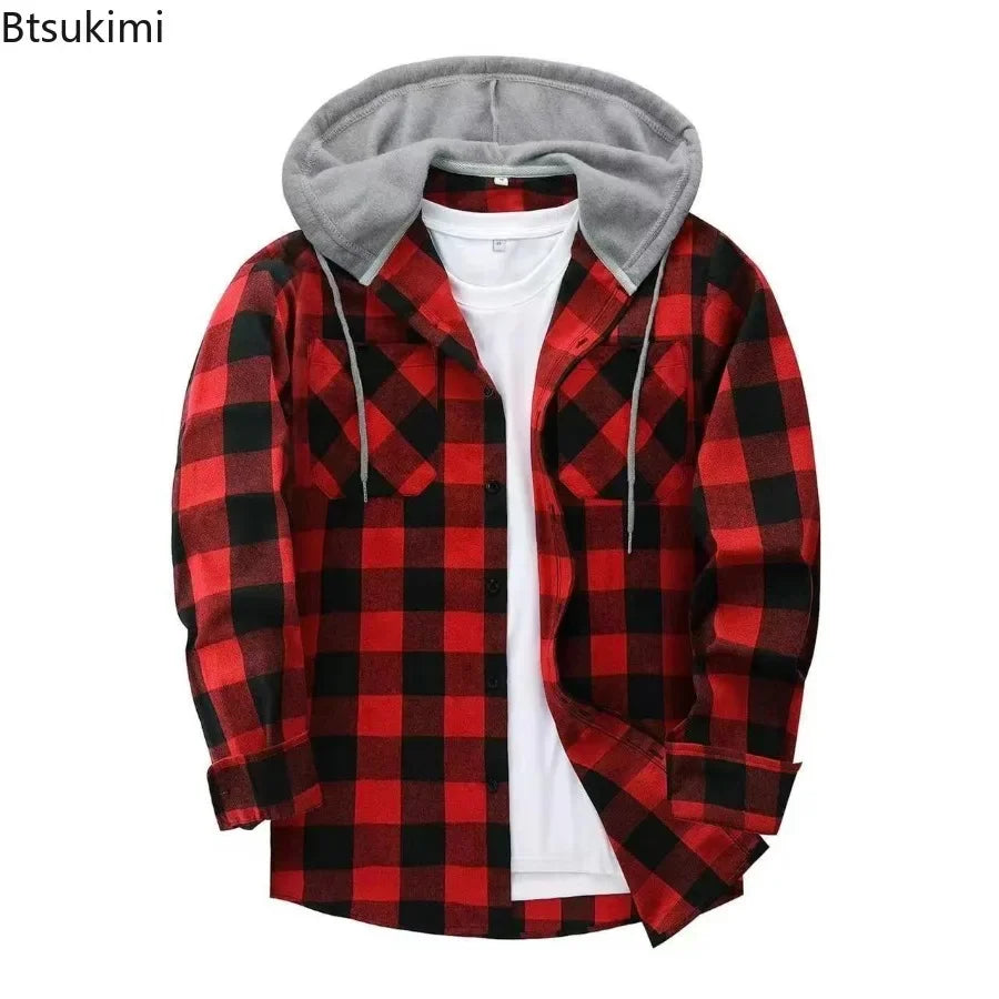 Jacket Hooded Plaid Style