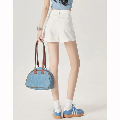 Summer White Roll-Up Shorts