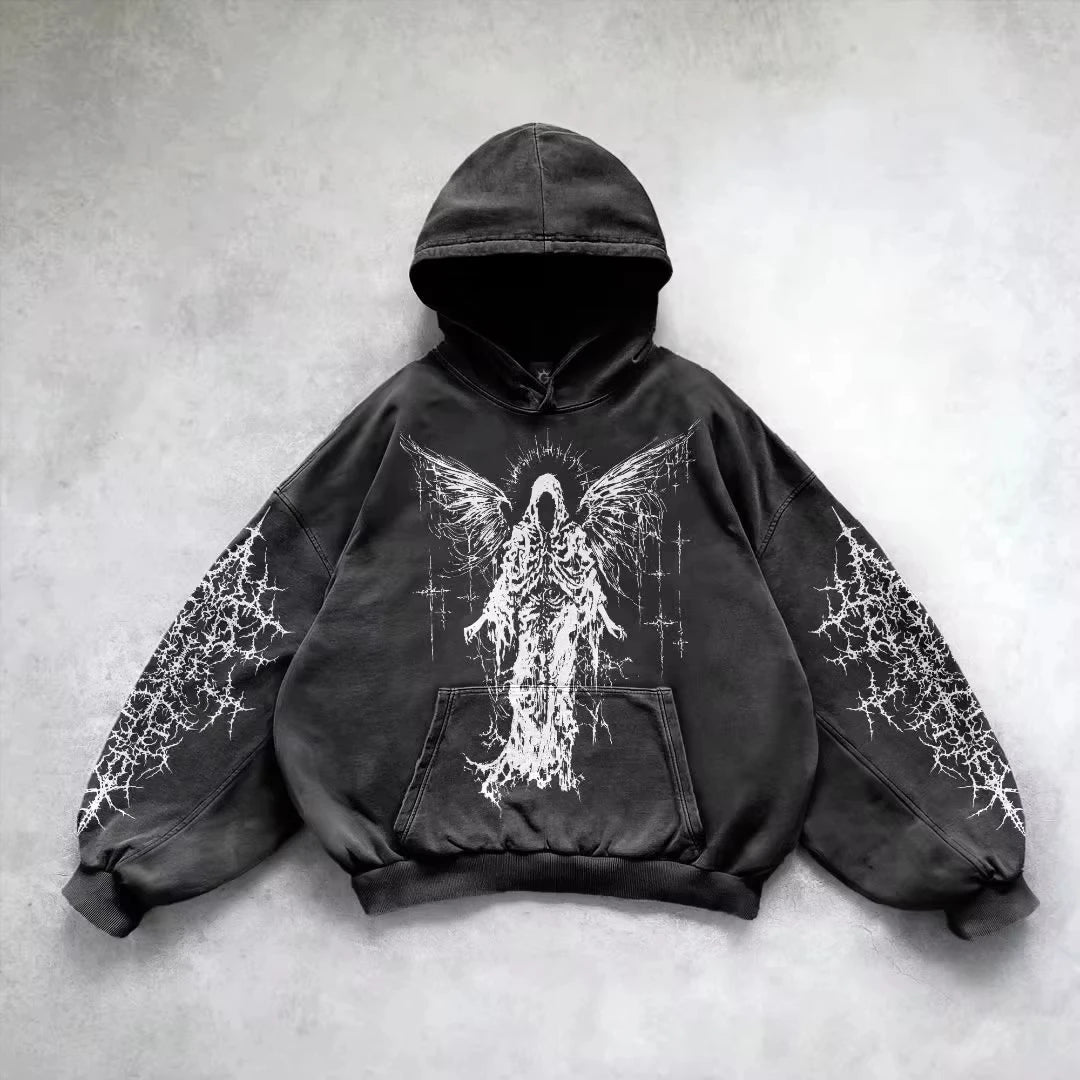 Hoodie Gothic Wings Black