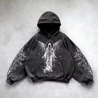 Hoodie Gothic Wings Black