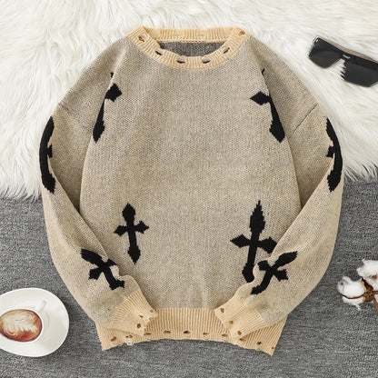 Gothic Cross Oversized Sweater