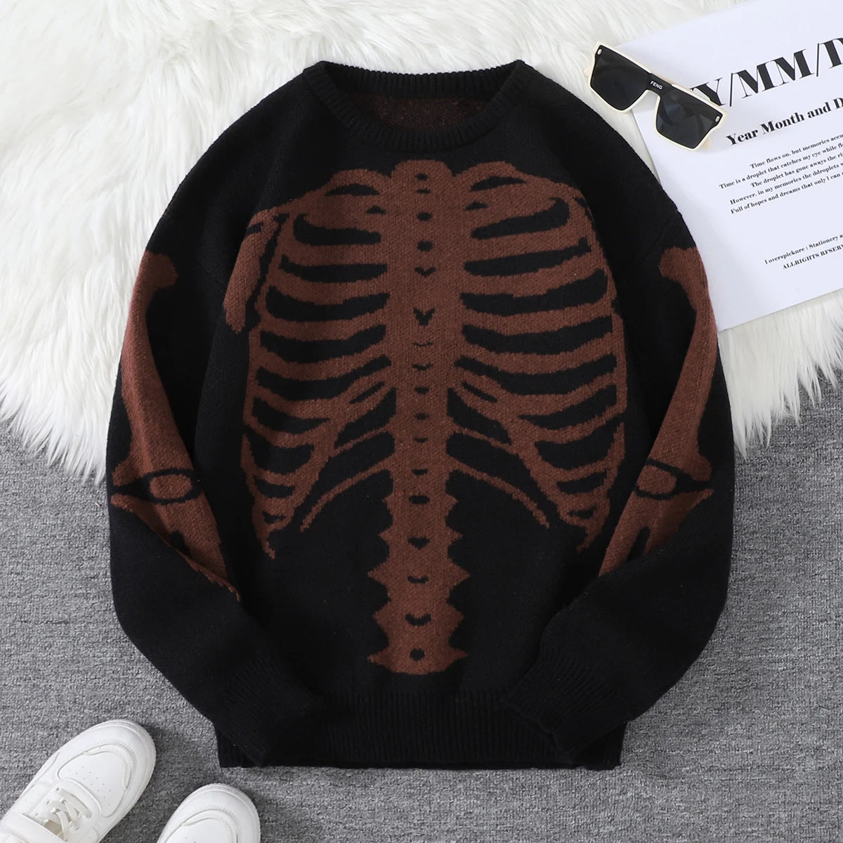 Skeleton Graphic Crewneck Sweater