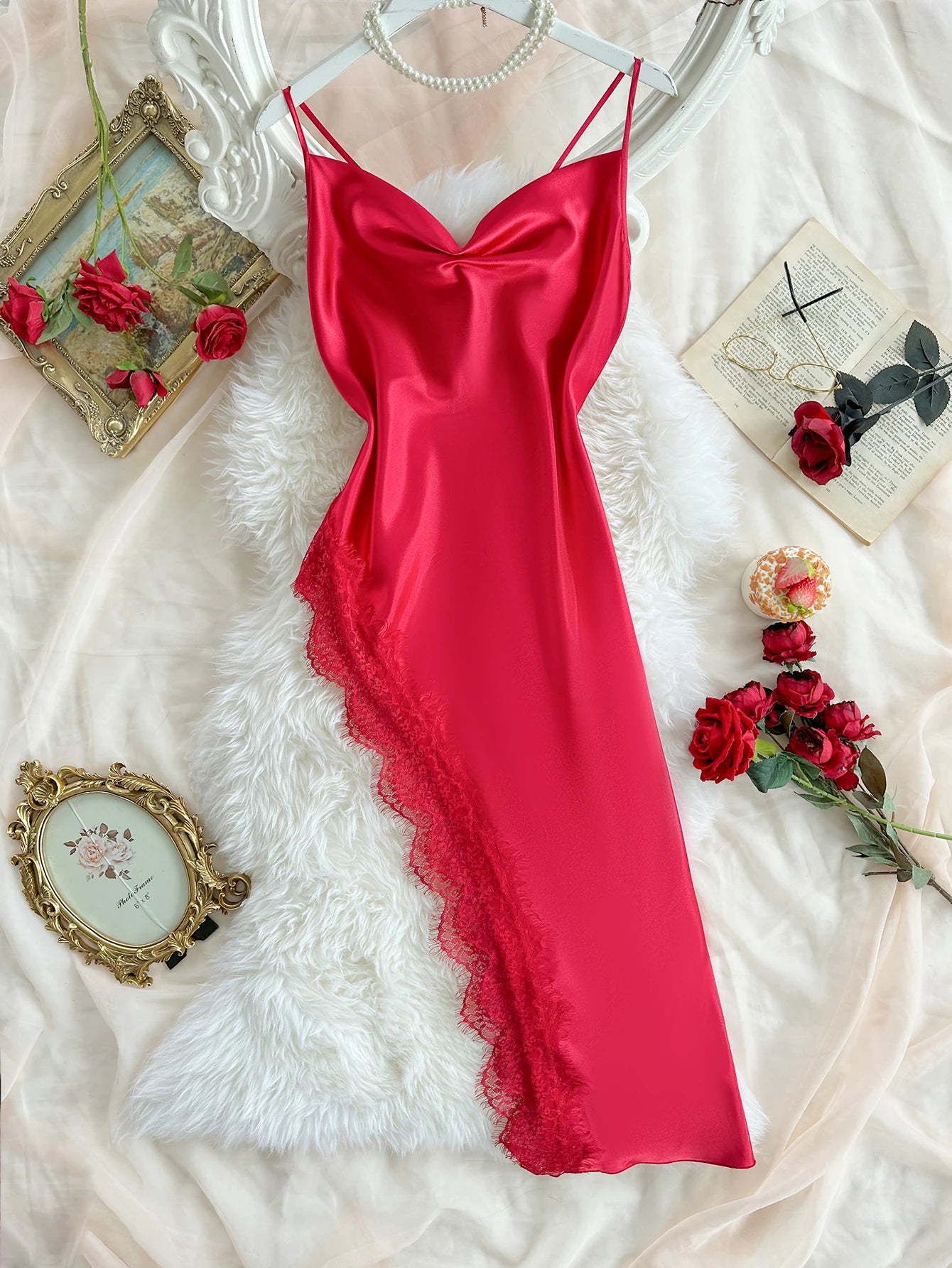 Luxury Red Satin Nightgown