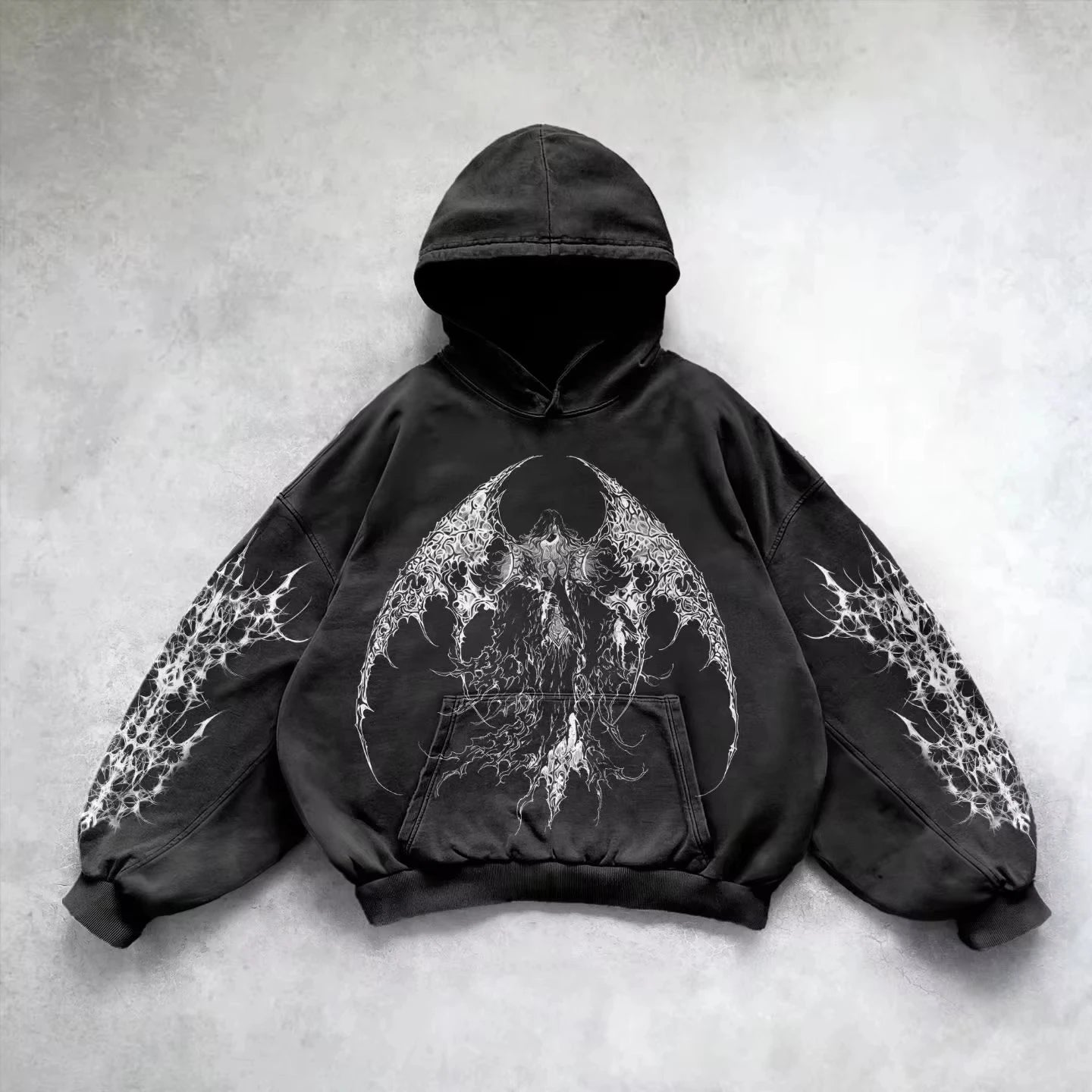 Hoodie Gothic Wings Black