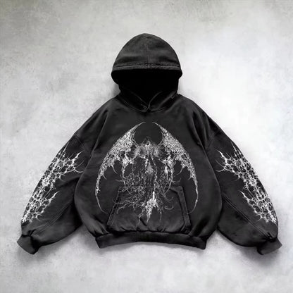 Hoodie Gothic Wings Black
