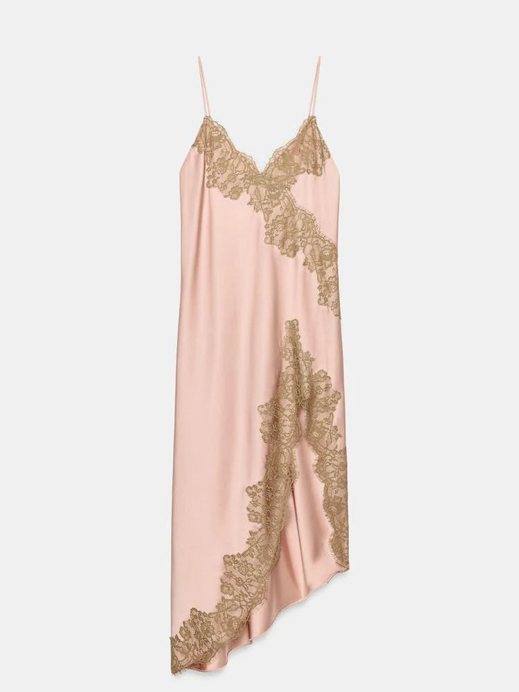 Champagne Lace Slip Maxi Dress