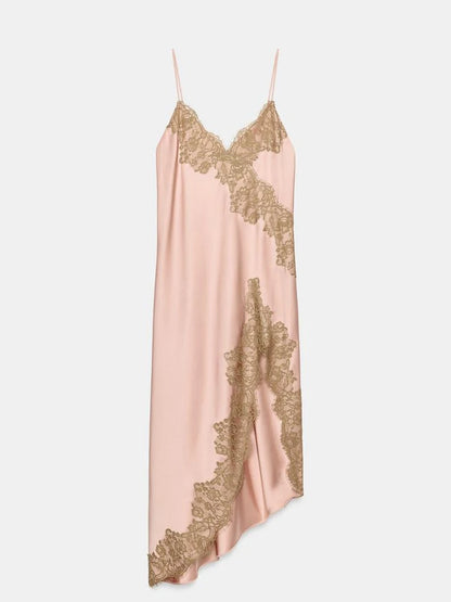 Champagne Lace Slip Maxi Dress