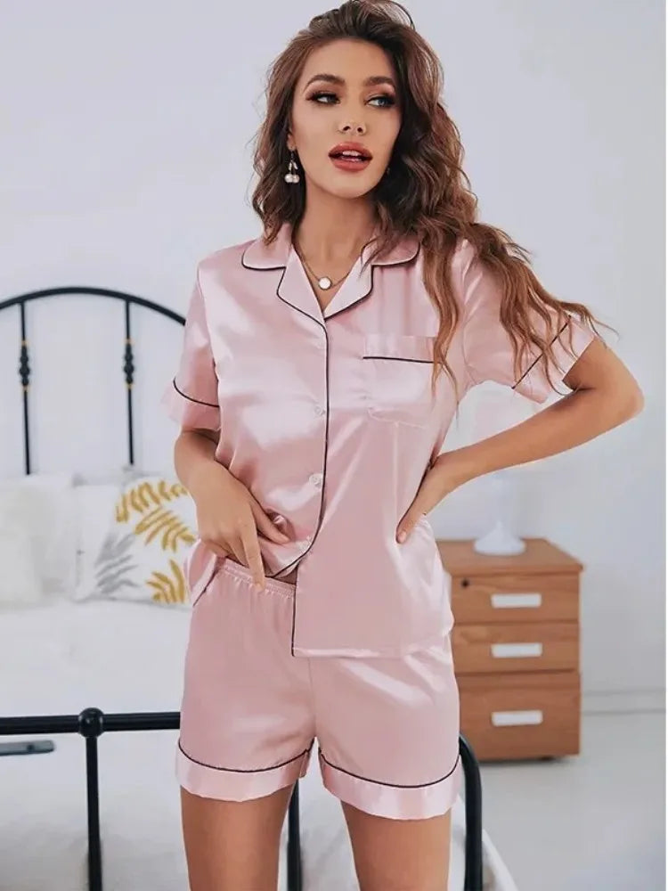 Sweet Blush Satin Lounge Set