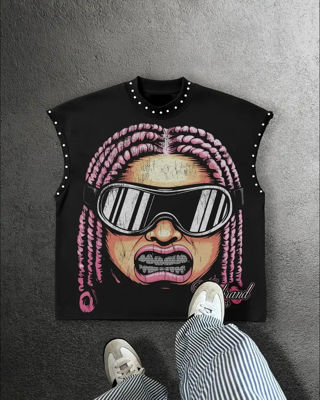 Men and women Y2k personalized trendy retro cotton sleeveless vest summer street punk beach style casual daily versatile top