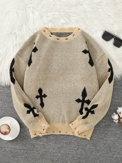 Gothic Cross Oversized Sweater