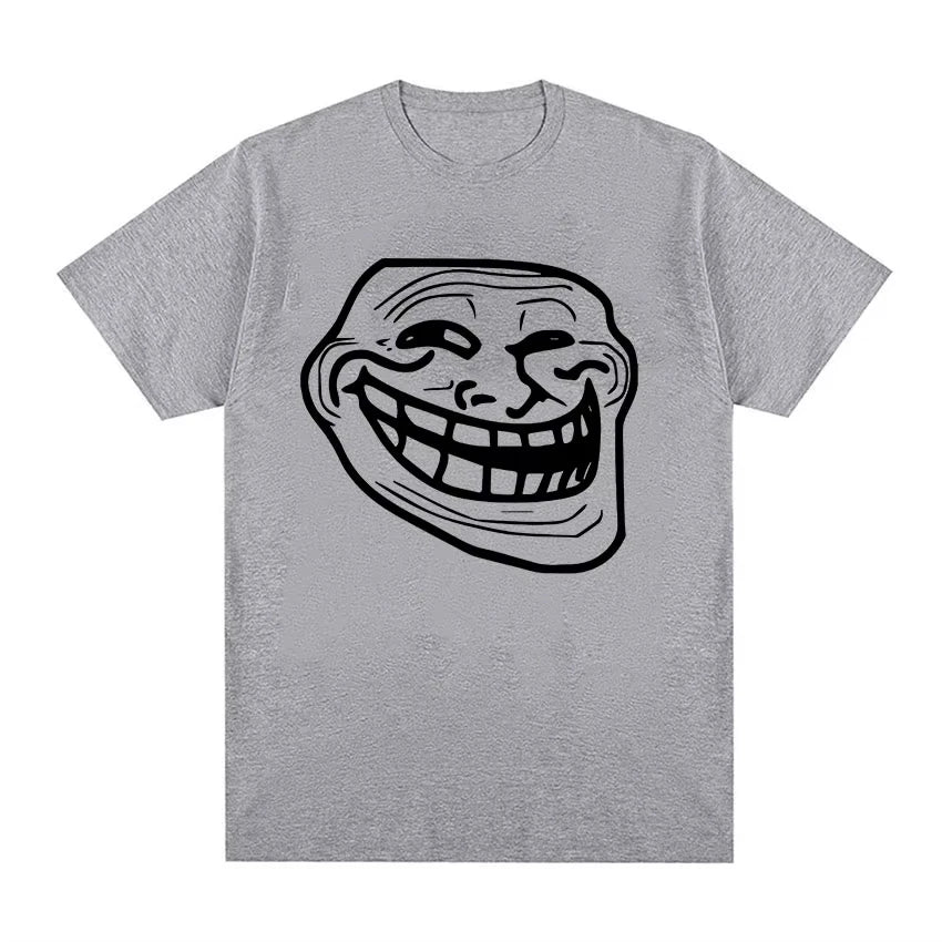 Short Sleeve Cotton T-shirts for Men and Women Funny Memes Retro Fashion Troll Face Angry Men Harajuku Streetwear