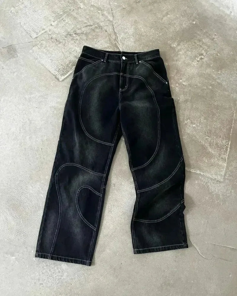 Men's Vintage Black Denim Two-Piece Set