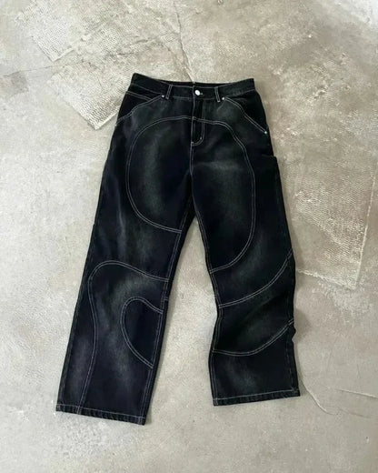 Men's Vintage Black Denim Two-Piece Set