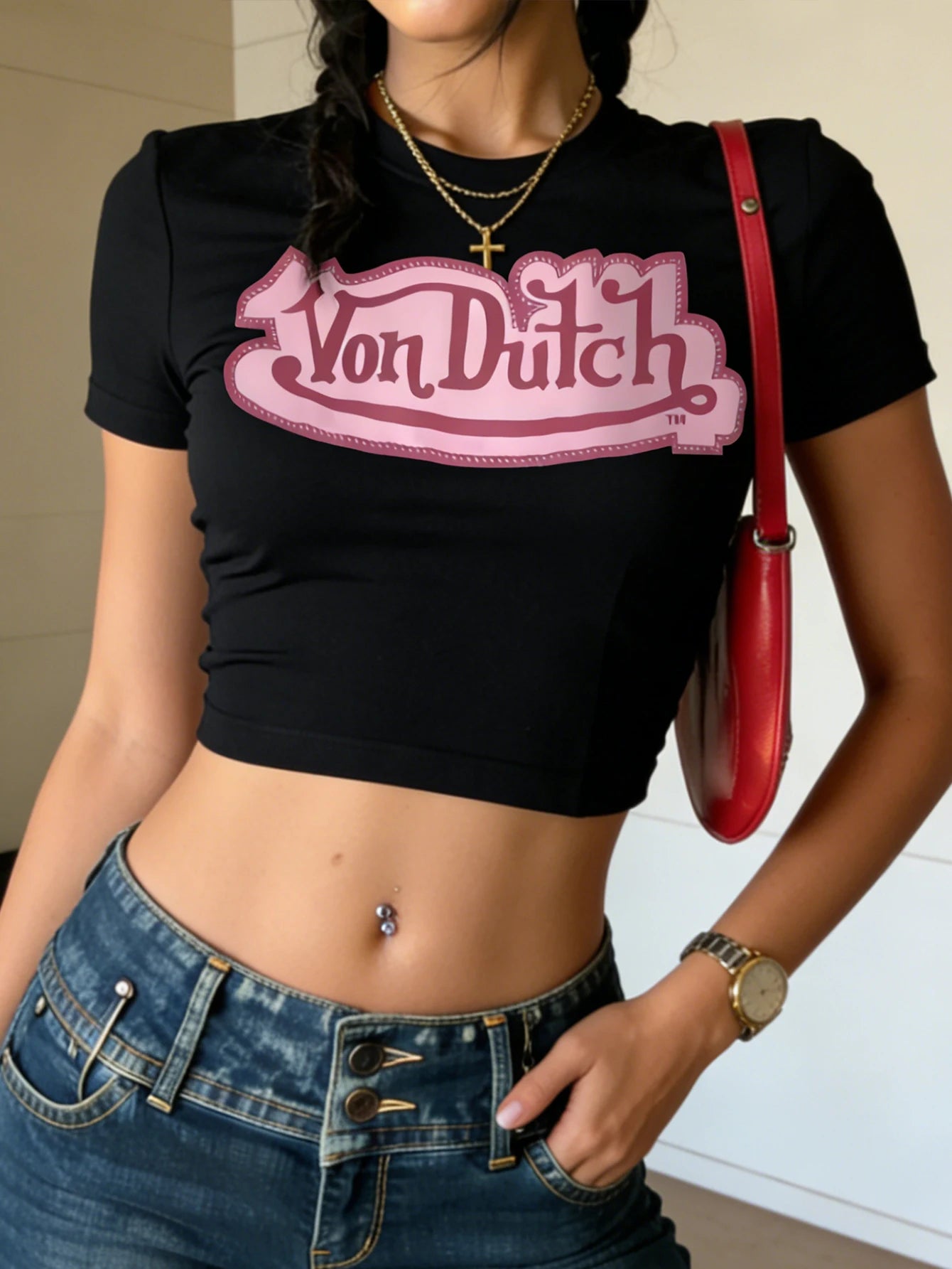 Top Y2K Von Dutch Rosa