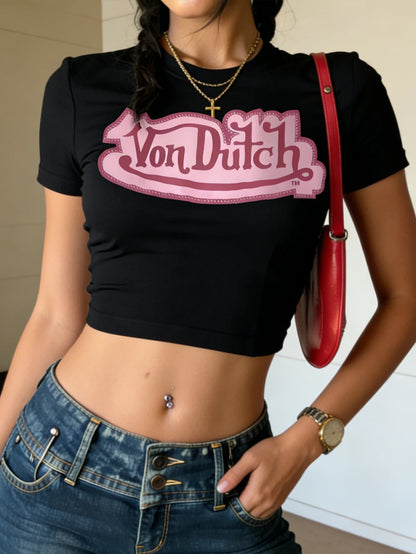 Top Y2K Von Dutch Rosa