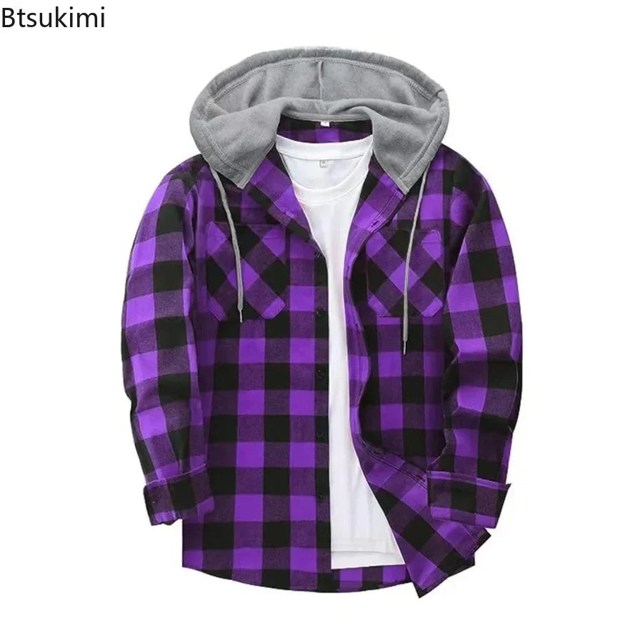 Jacket Hooded Plaid Style