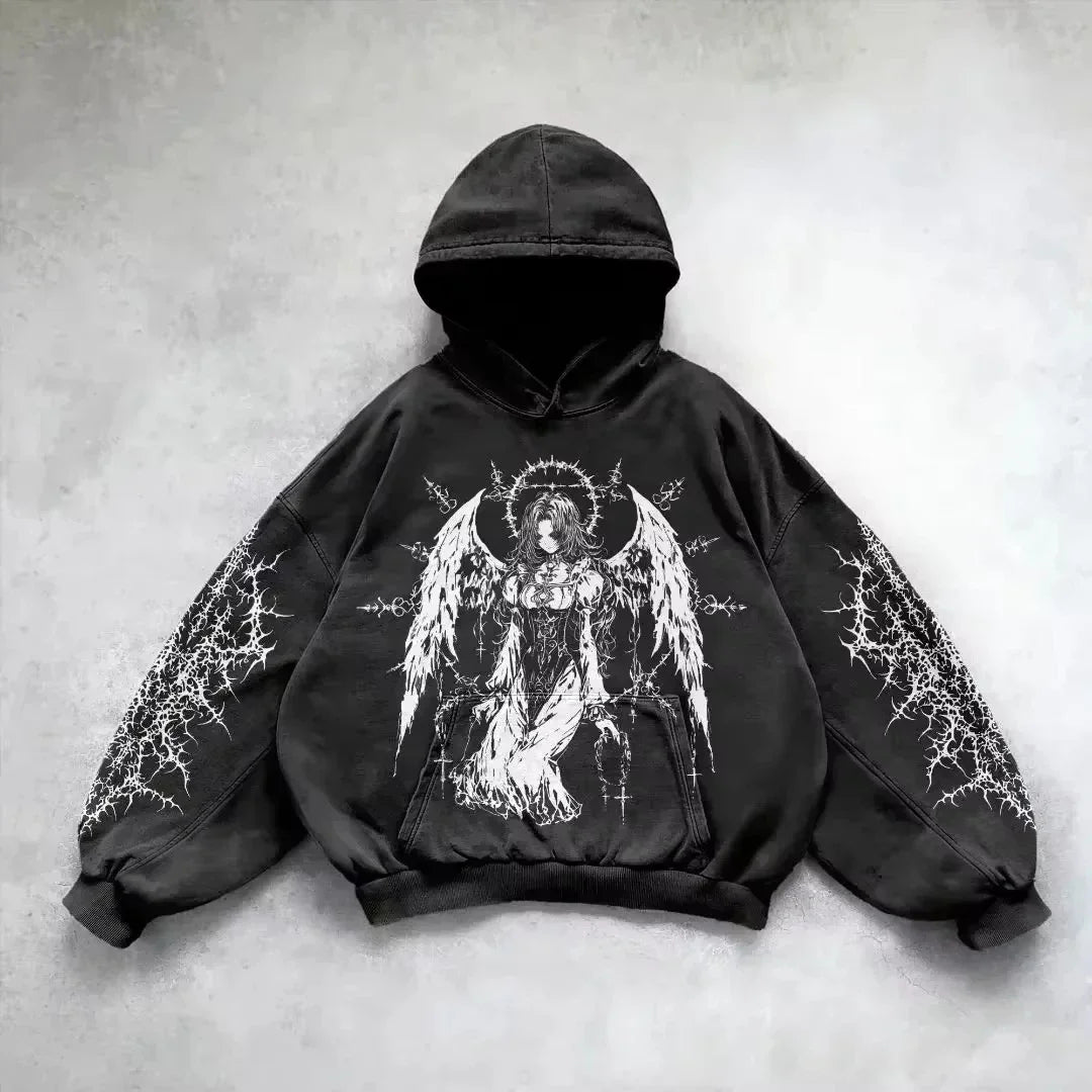 Hoodie Gothic Wings Black