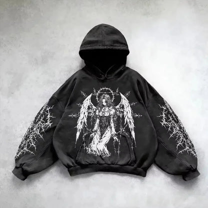 Hoodie Gothic Wings Black