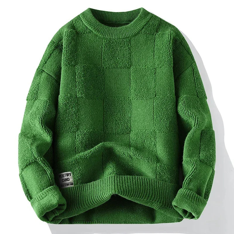 Forest Green Textured Crewneck Sweater